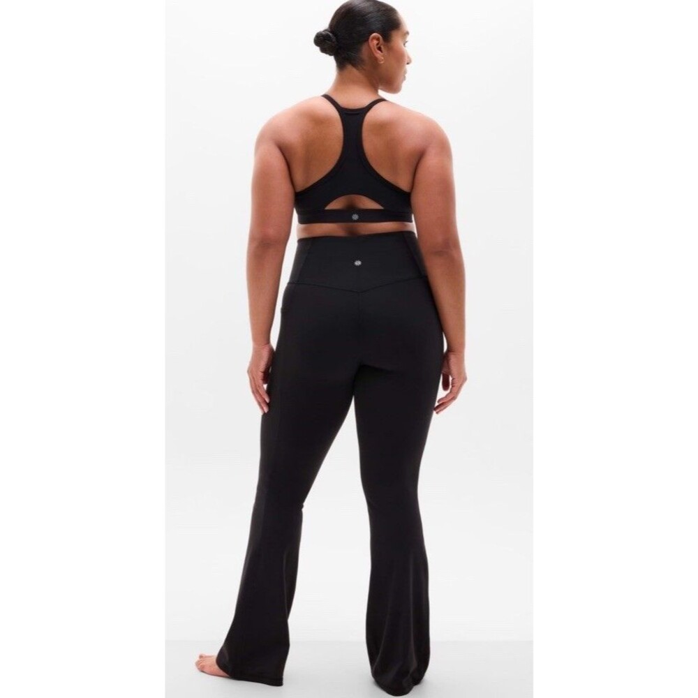Athleta Salutation Stash Flare Pant XL Black Yoga Leggings Pockets Stretch - Picture 2 of 14